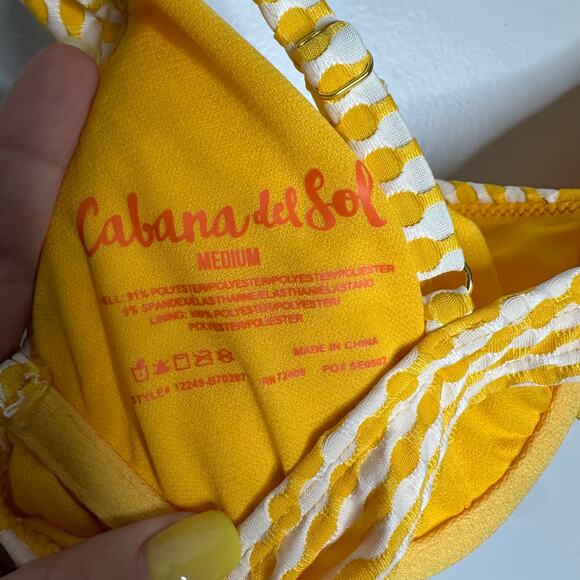 Cabana De Sol Women's Yellow and White Textured Underwire‎ Bikini Top Size M - Picture 4 of 4